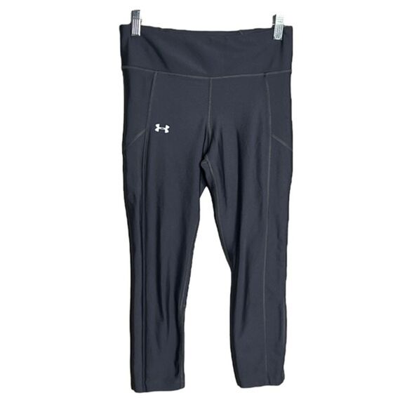 Under Armour Pants Womens Small Gray Crop Leggings Neutral‎ Workout Athleisure - Picture 1 of 6